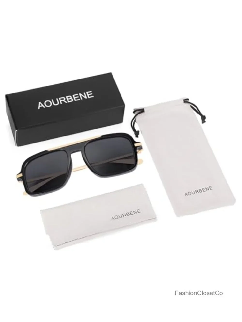 Retro Oversized Square Aviator Sunglasses Women Men UV400 Metal Frame